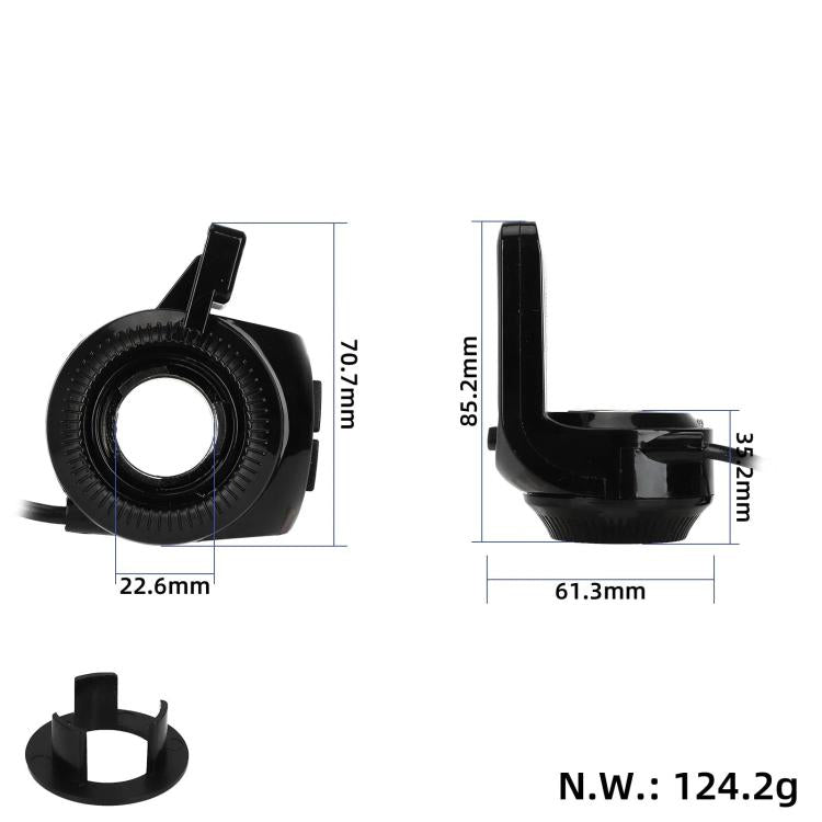 Black throttle sensor with mounting ring and size measurements