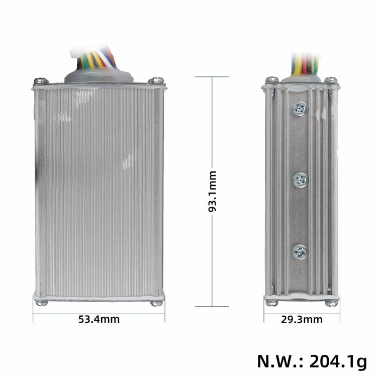 Aluminum controller housing with mounting holes and size measurements