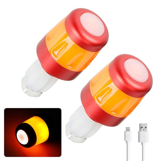 ULIP USB Rechargeable Bike Handlebar End Lights LED Safety Warning Signal Lamps for 22mm Bar Grips
