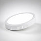 Round white flush-mount LED ceiling panel light, oval light diffuser, 3 side vent slots