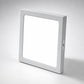Square white flush-mount LED ceiling panel light with slim frame and side control buttons