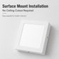 White ultra-thin LED surface-mount ceiling light, square plastic flush panel