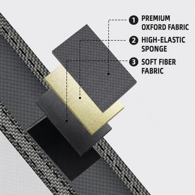 Close-up of woven fabric layers and textured material for an Oxford cloth organizer bag
