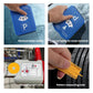 Blue parking timer disc kit with coin mechanism, measuring ruler, and scraper tool