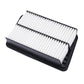 Car air filter with two sections of white pleated media and black base