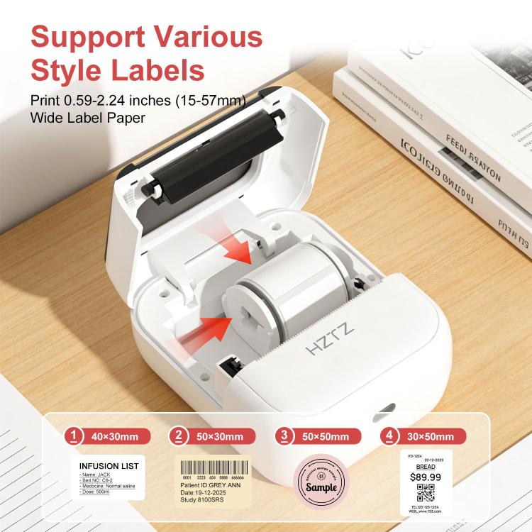 HZTZ C50 Portable Label Printer & Mini Tattoo Stencil Machine 2 Inch Inkless Thermal Label Maker