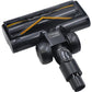 Motorized floor brush head with transparent roller, black housing, yellow bristle strip