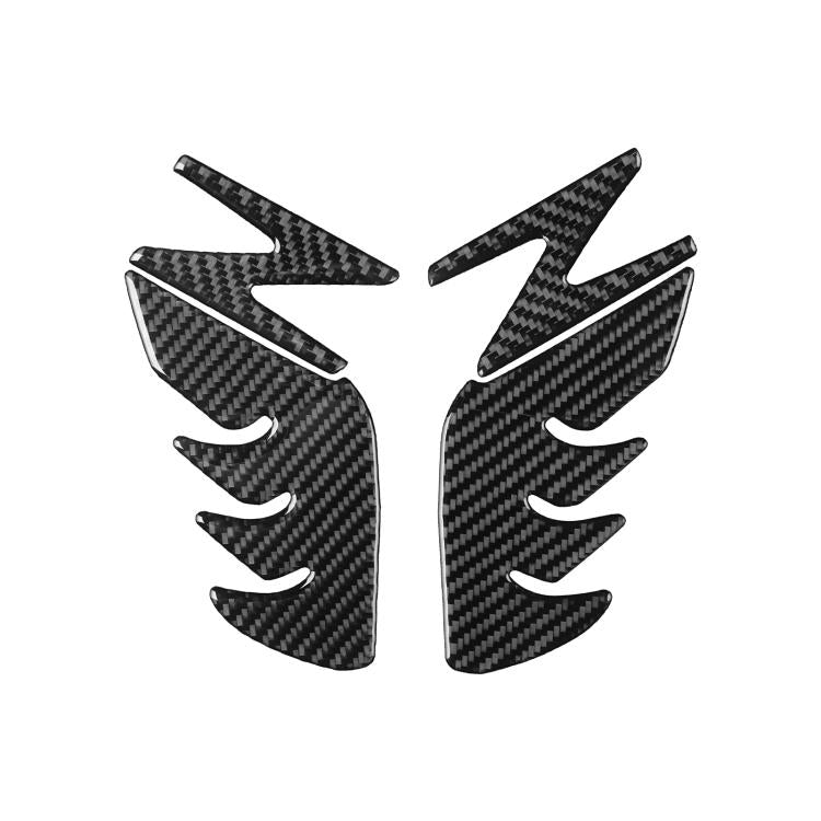 Fuel tank decorative stickers set: black carbon-fiber panels with matching cutouts.