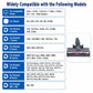 Motorized floor brush head shown on compatibility chart graphic, with red-striped roller