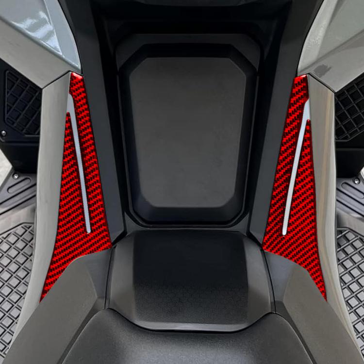 Motorcycle side tunnel protection inner stickers, red carbon-fiber style, 2-piece set