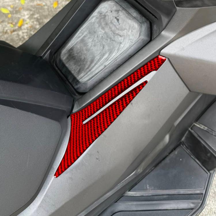 Motorcycle side tunnel protection inner sticker, red carbon-fiber strip on side tunnel panel