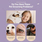 Pet grooming problem graphic featuring a comb for eye-area hair and tangles