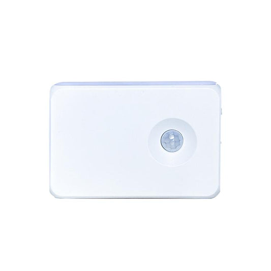 White rectangular motion sensor LED night light with round infrared sensor window