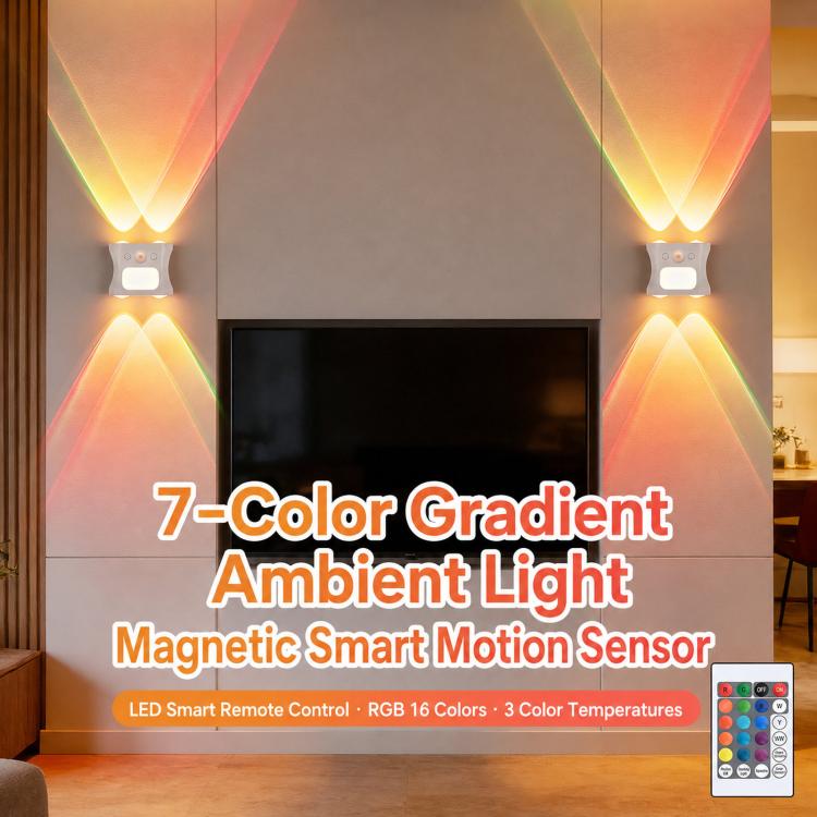 Smart RGB Gradient Ambient Night Light Motion Sensor Magnetic Wall Spot Lamp