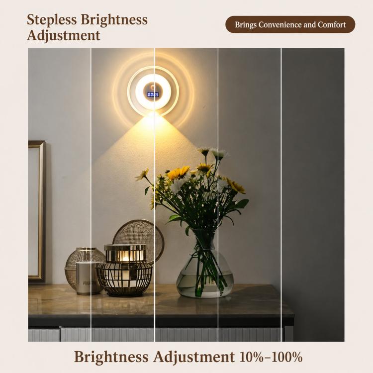 DMS-A2501 Smart Remote Control Clock Wall Lamp Motion Sensor Night Light For Bedroom Bedside, DMS-A2501