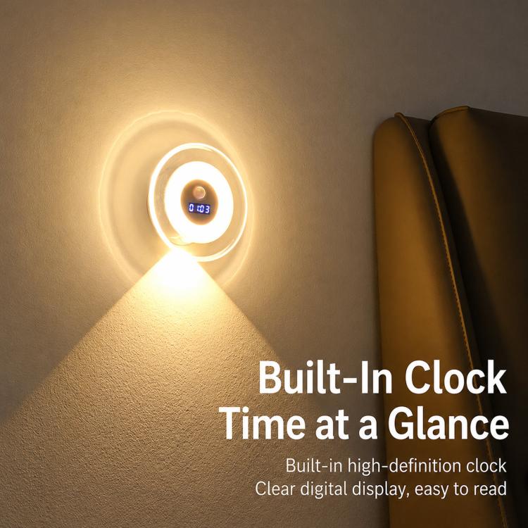 DMS-A2501 Smart Remote Control Clock Wall Lamp Motion Sensor Night Light For Bedroom Bedside, DMS-A2501