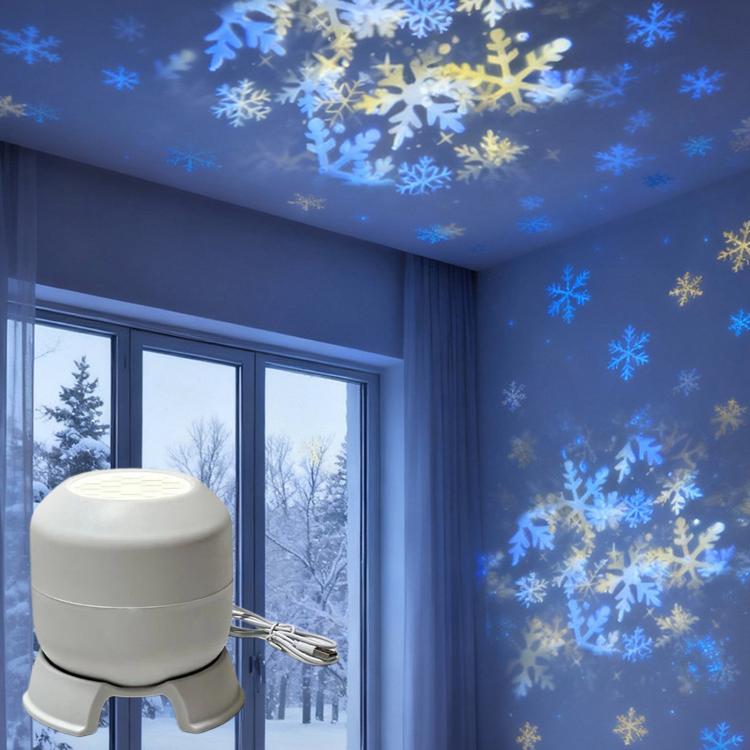 White LED projector light with dome head and three-foot base, power button visible