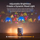 Adjustable brightness graphic for an LED projector light, with brightness slider