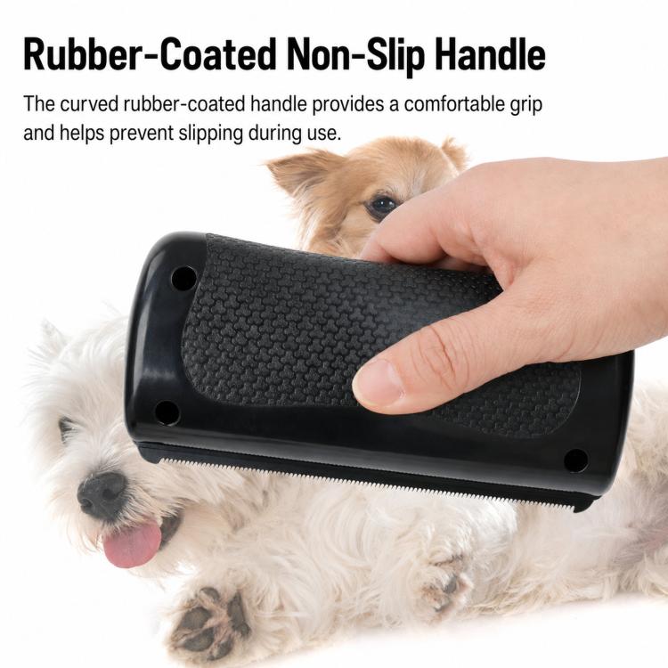 HistoTree deshedding comb with textured handle and metal blade, hand grooming dog