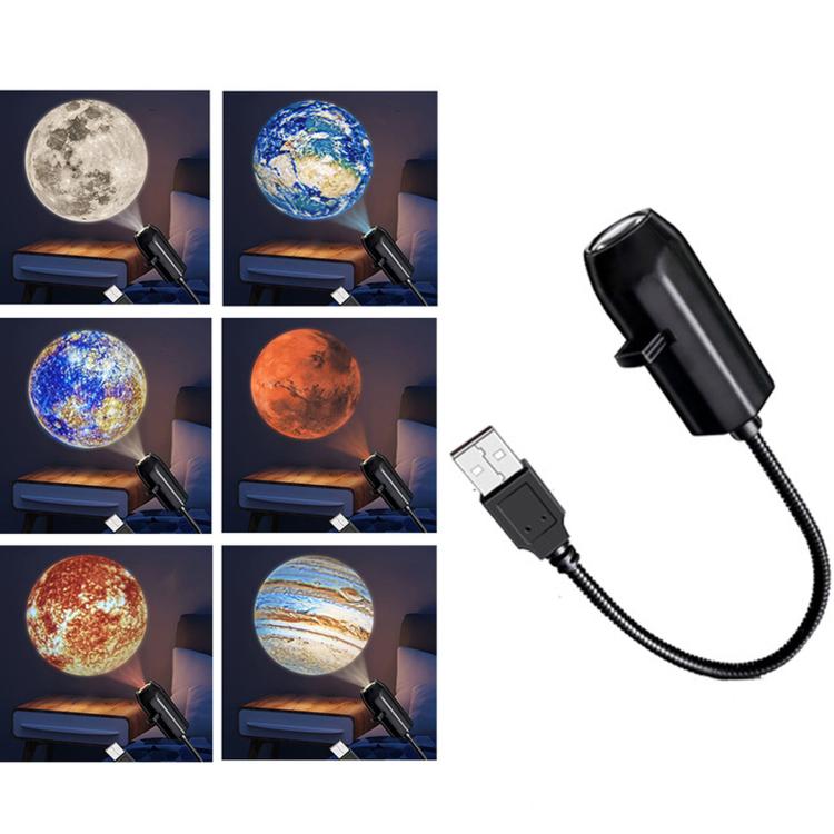 USB LED projector night lamp with solar system slide set and USB cable