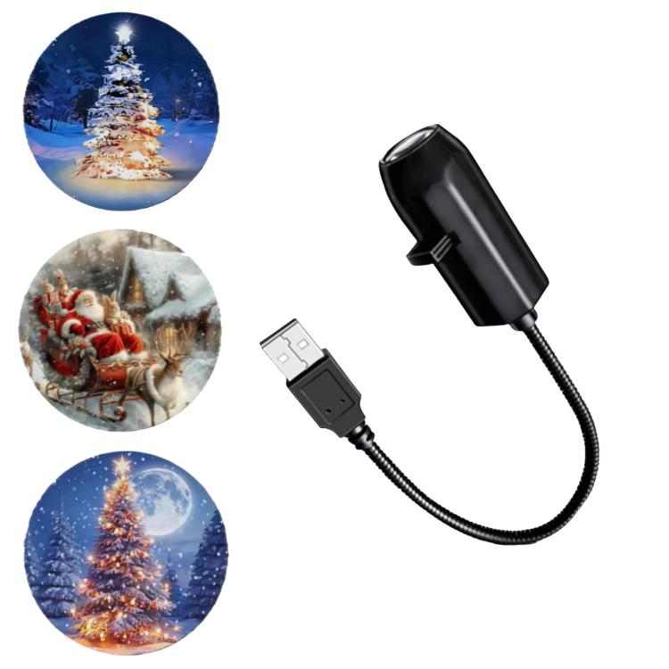 USB LED projector night lamp with Christmas scene slides and USB cable
