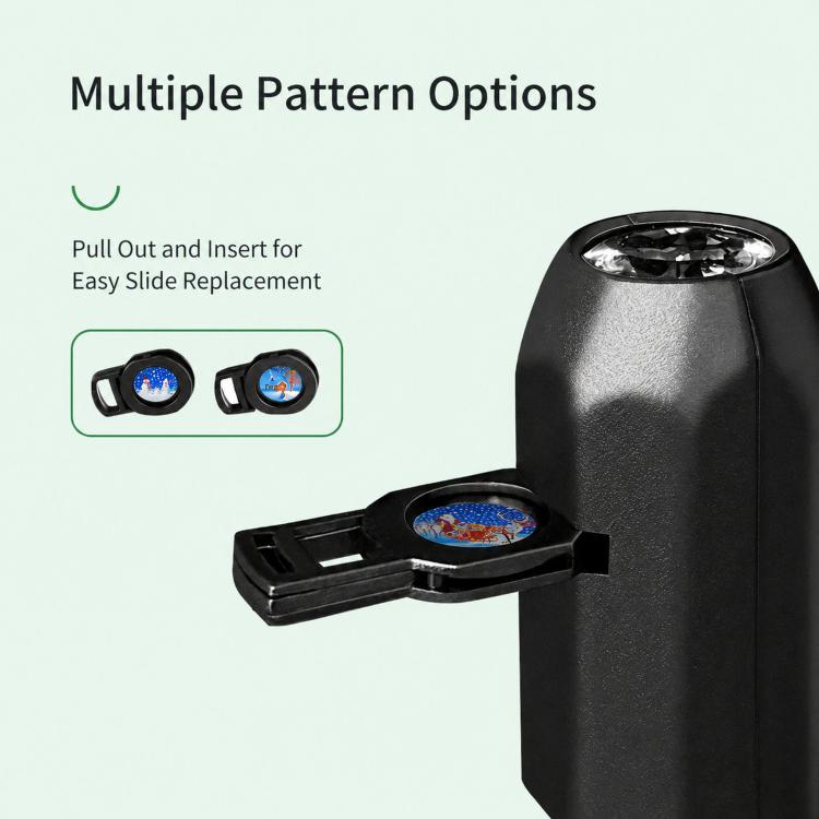 Black LED night projector light with removable circular slide tray
