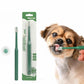 Green pet toothbrush with soft TPE micro bristles for gentle cleaning on small pets