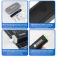 Ultrasonic cutting pen storage kit with gray case, black handle, and white charging cable