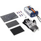 Ultrasonic cutting tool kit with handheld unit, accessory cards, gloves, cutting mats