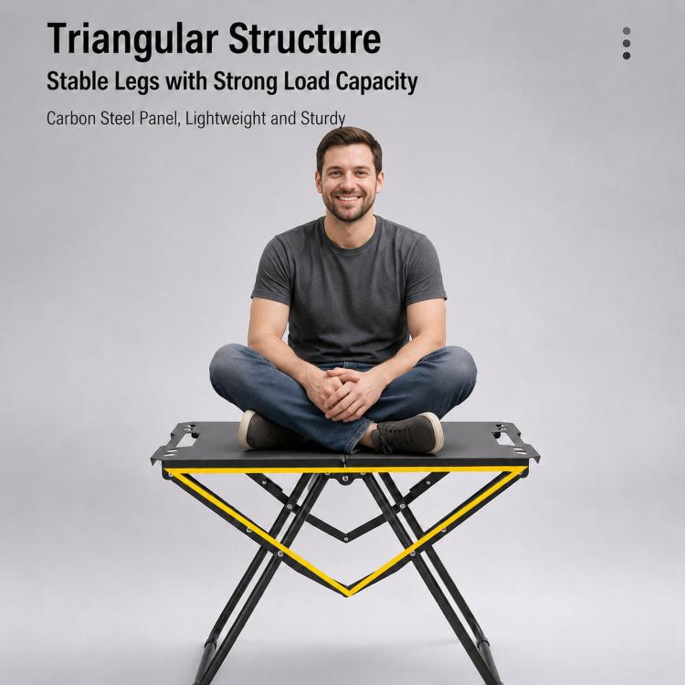 Folding Camping Table Carbon Steel Portable Outdoor Picnic Desk, With Light Stand, Single Table