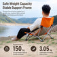 Orange folding beach chair with breathable mesh back and sturdy metal frame