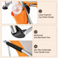Orange beach chair close-up: side cup holder pouch, anti-slip plastic feet