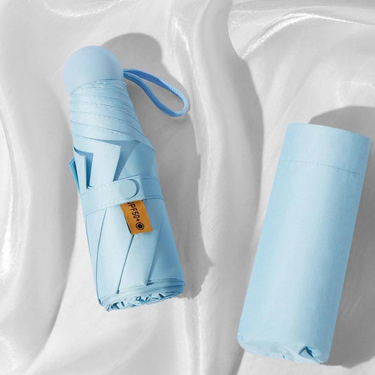 Dual-Use Foldable Capsule Sun & Rain Umbrella 5-Fold UV Protection Parasol
