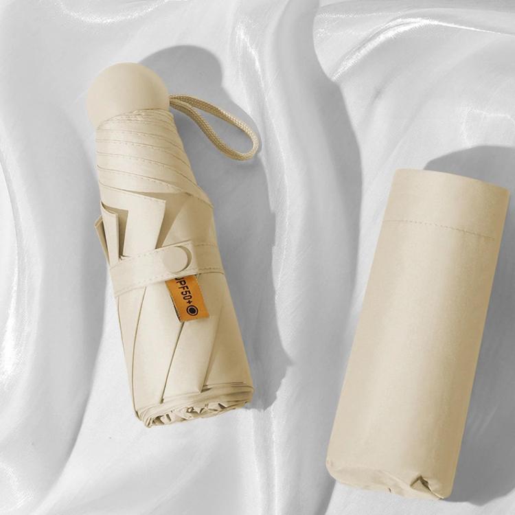 Dual-Use Foldable Capsule Sun & Rain Umbrella 5-Fold UV Protection Parasol