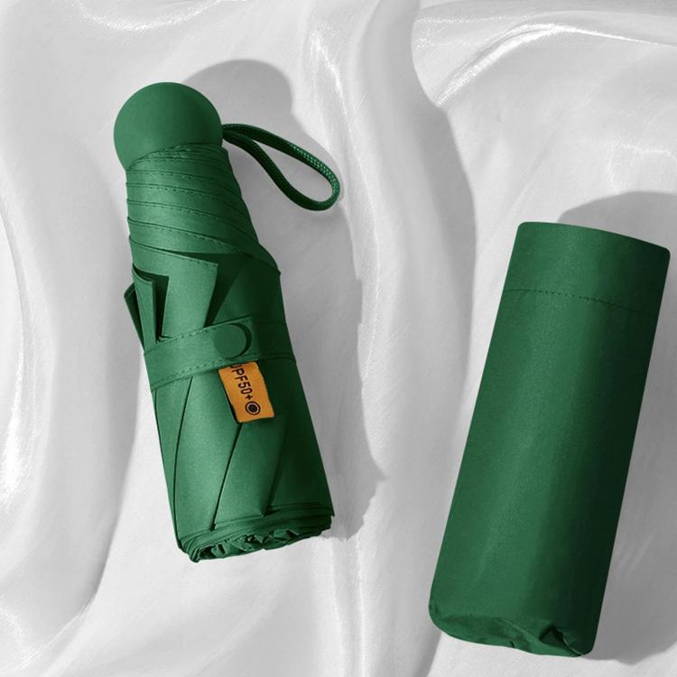 Dual-Use Foldable Capsule Sun & Rain Umbrella 5-Fold UV Protection Parasol