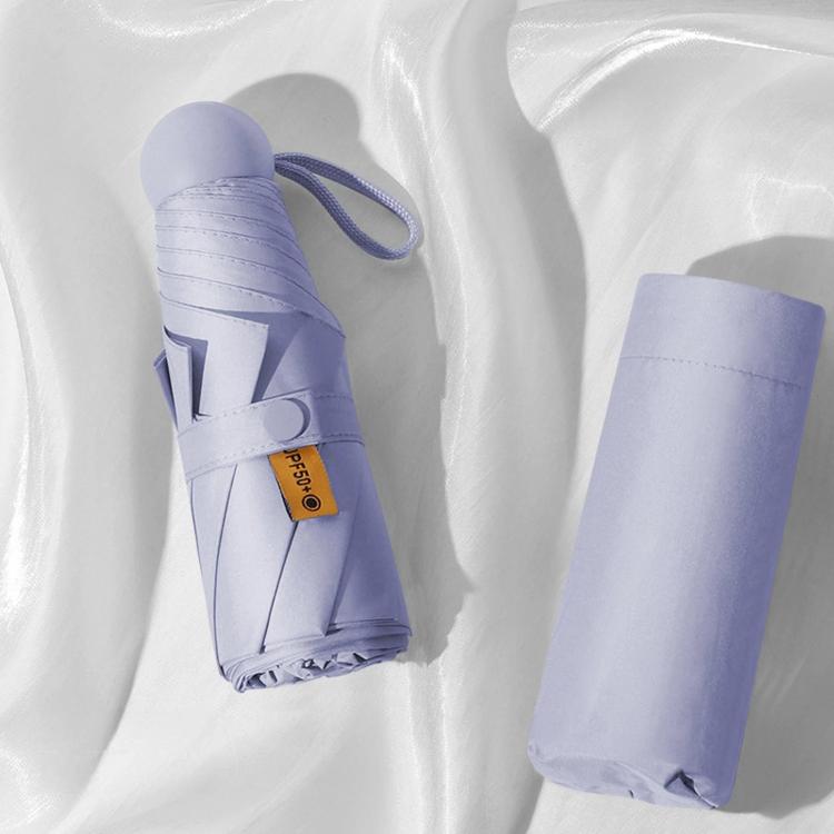 Dual-Use Foldable Capsule Sun & Rain Umbrella 5-Fold UV Protection Parasol