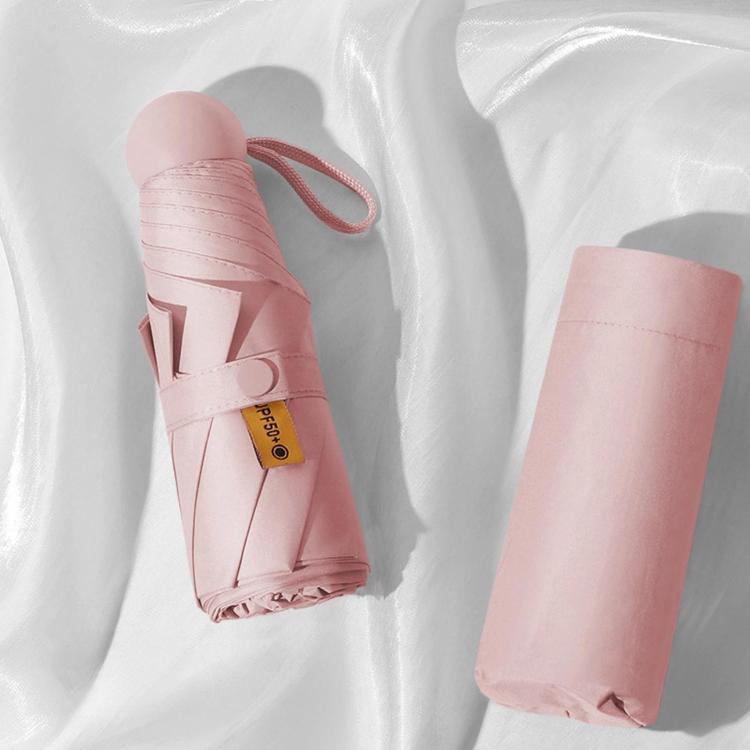 Dual-Use Foldable Capsule Sun & Rain Umbrella 5-Fold UV Protection Parasol