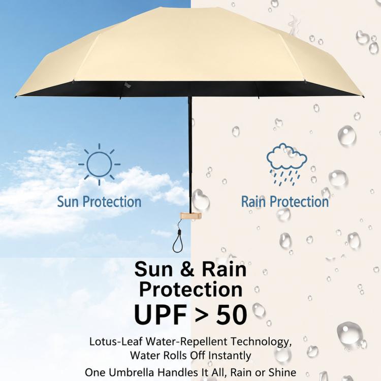 Mini 6-Fold Sun Umbrella Dual-Use UV Protection Parasol For Rain & Shine, No Box, With Box