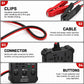Automotive relay tester set with insulated battery clips, cable, connector, and control buttons