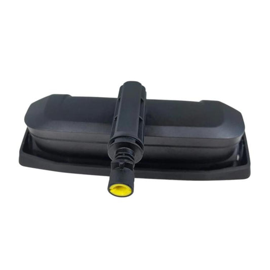 High pressure floor brush with dark plastic base and yellow-ring water outlet