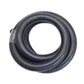 Coiled ribbed vacuum cleaner hose, dark flexible corrugated tubing