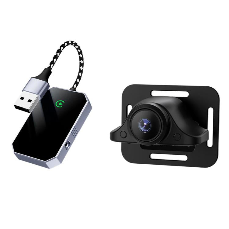 LC969D car baby monitor camera with USB cable, black-and-silver body