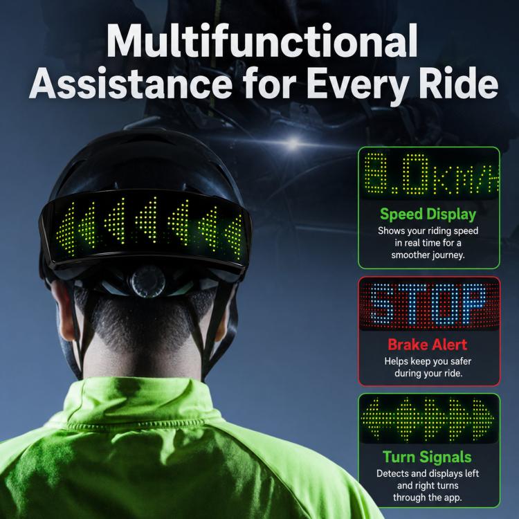 Motorcycle Helmet LED Full-Color Display Screen APP Controlled Riding Light Panel, 1500mAh