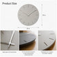 wozoom 12-inch silent wall clock size chart, gray dial with long hands and measurement