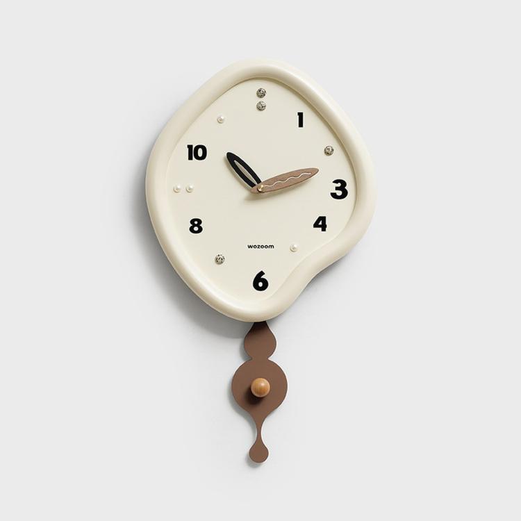wozoom Irregular Pendulum Wall Clock Silent Quartz Clock For Living Room Decor