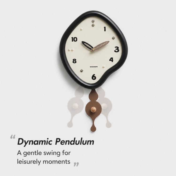 wozoom Irregular Pendulum Wall Clock Silent Quartz Clock For Living Room Decor