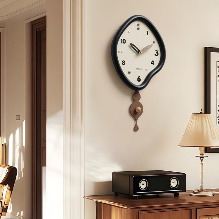 wozoom Irregular Pendulum Wall Clock Silent Quartz Clock For Living Room Decor