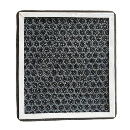 Cabin air filter with dark mesh-pattern media in a square frame