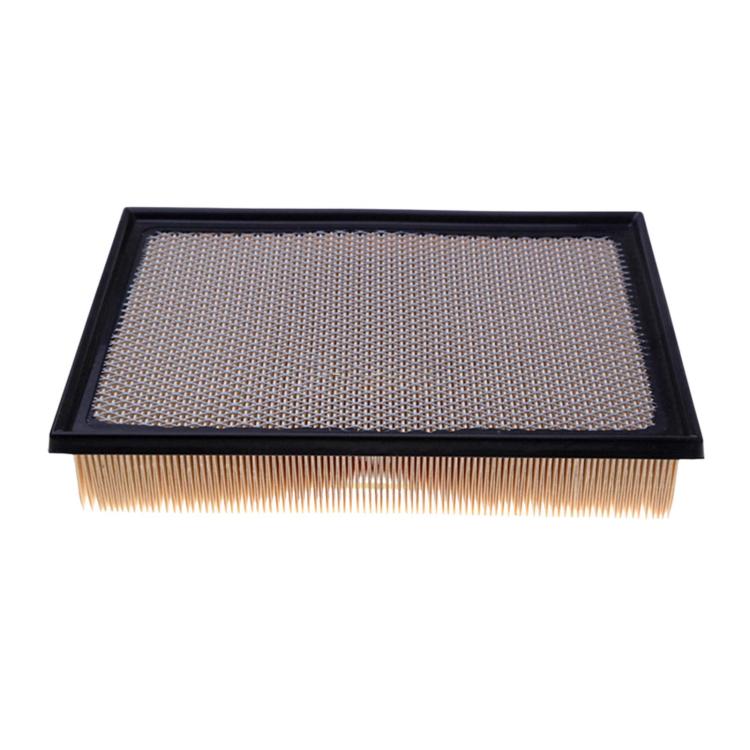 Air filter element side view showing pleated filter surface in black frame