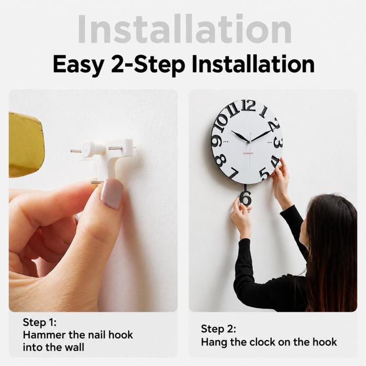 wozoom Modern Wall Clock Living Room Kitchen Decor Silent Clock